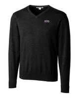 TCU Horned Frogs Cutter & Buck Lakemont Tri-Blend Mens V-Neck Pullover Sweater Black Mannequin