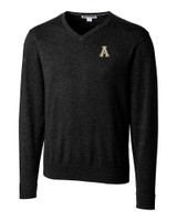 Appalachian State Mountaineers Cutter & Buck Lakemont Tri-Blend Mens V-Neck Pullover Sweater Black Mannequin