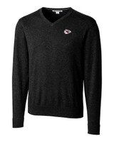 Kansas City Chiefs Cutter & Buck Lakemont Tri-Blend Mens V-Neck Pullover Sweater Black Mannequin