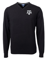 Texas A&M Aggies Cutter & Buck Lakemont Tri-Blend Mens Big and Tall V-Neck Pullover Sweater Black Mannequin