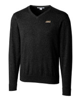 James Madison Dukes Cutter & Buck Lakemont Tri-Blend Mens Big and Tall V-Neck Pullover Sweater Black Mannequin