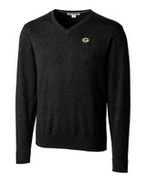 Green Bay Packers Cutter & Buck Lakemont Tri-Blend Mens Big and Tall V-Neck Pullover Sweater Black Mannequin