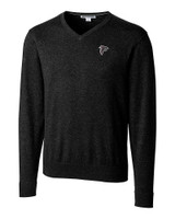 Atlanta Falcons Cutter & Buck Lakemont Tri-Blend Mens Big and Tall V-Neck Pullover Sweater Black Mannequin