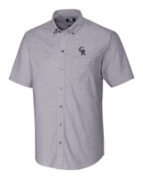 Colorado Rockies Cutter & Buck Stretch Oxford Mens Big and Tall Short Sleeve Dress Shirt Charcoal Mannequin