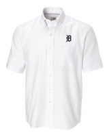 Detroit Tigers Cutter & Buck Epic Easy Care Nailshead Mens Big and Tall Short Sleeve Dress Shirt White Mannequin