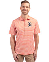 Detroit Tigers Cutter & Buck Virtue Eco Pique Stripe Recycled Mens Big and Tall Polo College Orange Front