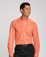 Cutter & Buck Discovery Park Plaid Dress Shirt College Orange Front