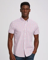 Cutter & Buck Soar Windowpane Plaid Mens Short Sleeve Shirt Embark Front