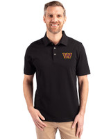 Washington Commanders Cutter & Buck Advantage Eco Tri-Blend Pique Mens Polo Black Front