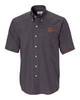 Washington Commanders Cutter & Buck Epic Easy Care Nailshead Mens Short Sleeve Dress Shirt Black Mannequin