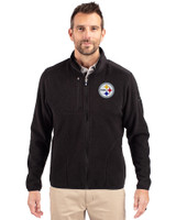 Pittsburgh Steelers Cutter & Buck Cascade Eco Sherpa Mens Big & Tall Fleece Jacket Black Front