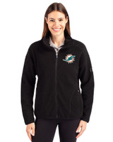 Miami Dolphins Cutter & Buck Cascade Eco Fleece Womens Full Zip Jacket Black Front