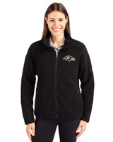 Baltimore Ravens Cutter & Buck Cascade Eco Fleece Womens Full Zip Jacket Black Front