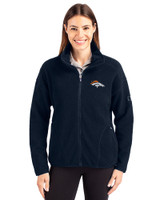 Denver Broncos Cutter & Buck Cascade Eco Fleece Womens Full Zip Jacket Navy Blue Front