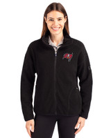 Tampa Bay Buccaneers Cutter & Buck Cascade Eco Fleece Womens Full Zip Jacket Black Front
