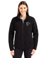 Atlanta Falcons Cutter & Buck Cascade Eco Fleece Womens Full Zip Jacket Black Front