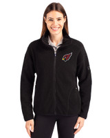 Arizona Cardinals Cutter & Buck Cascade Eco Fleece Womens Full Zip Jacket Black Front