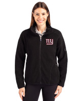 New York Giants Cutter & Buck Cascade Eco Fleece Womens Full Zip Jacket Black Front