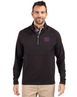 New York Giants Cutter & Buck Adapt Recycled Soft Knit Stretch Mens Hybrid Quarter Zip Pullover  Black Front