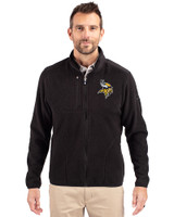 Minnesota Vikings Cutter & Buck Cascade Eco Fleece Mens Full Zip Jacket Black Front