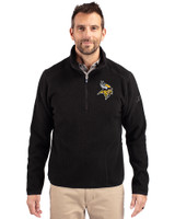 Minnesota Vikings Cutter & Buck Cascade Eco Fleece Mens Quarter Zip Jacket Black Front