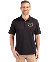 Cincinnati Bengals Cutter & Buck Forge Stretch Mens Big & Tall Polo Black Front