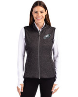 Philadelphia Eagles Cutter & Buck Mainsail Sweater Knit Womens Full Zip Vest Charcoal Heather Front