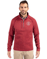 Nebraska Tom Osborne - Cutter & Buck Mainsail Sweater-Knit Mens Half Zip Pullover Jacket Cardinal Red Heather Front