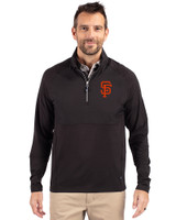 San Francisco Giants Cutter & Buck Adapt Eco Knit Hybrid Recycled Mens Quarter Zip Black Front