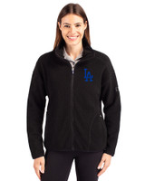 Los Angeles Dodgers Cutter & Buck Cascade Eco Fleece Womens Full Zip Jacket Black Front
