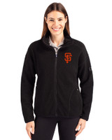 San Francisco Giants Cutter & Buck Cascade Eco Fleece Womens Full Zip Jacket Black Front