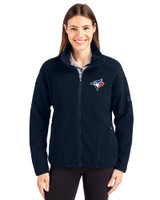 Toronto Blue Jays Cutter & Buck Cascade Eco Fleece Womens Full Zip Jacket Navy Blue Front