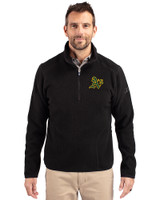 Athletics Cutter & Buck Cascade Eco Fleece Mens Quarter Zip Jacket Black Front