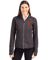 San Francisco Giants Cutter & Buck Mainsail Sweater-Knit Womens Full Zip Jacket Charcoal Heather Front
