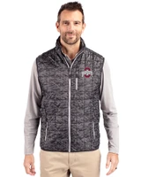 Ohio State Buckeyes - Cutter & Buck Rainier PrimaLoft® Mens Eco Insulated Full Zip Printed Puffer Vest Black Front