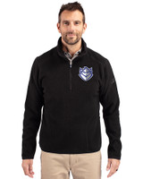 Saint Louis Billikens Cutter & Buck Cascade Epic Comfort Recycled Sherpa Fleece Mens Quarter Zip Jacket Black Front