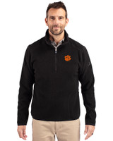 Clemson Tigers Cutter & Buck Cascade Eco Fleece Mens Quarter Zip Jacket Black Front