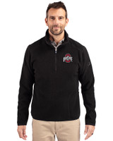 Ohio State Buckeyes - Cutter & Buck Cascade Eco Fleece Mens Quarter Zip Jacket Black Front