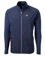 Michigan Wolverines Cutter & Buck Adapt Eco Knit Hybrid Recycled Mens Big & Tall Full Zip Jacket NVBU_MANN_HG 1