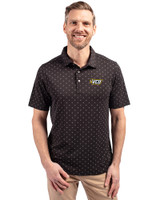 VCU Rams Cutter & Buck Virtue Eco Pique Tile Print Recycled Mens Big & Tall Polo Black Front
