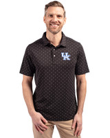 Kentucky Wildcats Cutter & Buck Virtue Eco Pique Tile Print Recycled Mens Big & Tall Polo Black Front