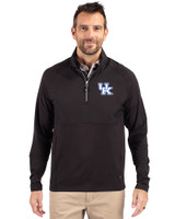 Kentucky Wildcats Cutter & Buck Adapt Eco Knit Hybrid Recycled Mens Quarter Zip Black Front