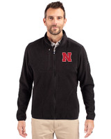 Nebraska Cornhuskers Cutter & Buck Cascade Eco Sherpa Mens Big & Tall Fleece Jacket Black Front