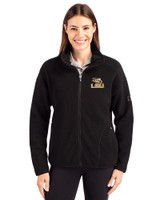 LSU Tigers Cutter & Buck Cascade Eco Fleece Womens Full Zip Jacket Black Front