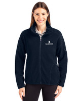 Illinois Fighting Illini Cutter & Buck Cascade Eco Fleece Womens Full Zip Jacket Navy Blue Front