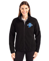 Indiana State Sycamores Cutter & Buck Cascade Eco Fleece Womens Full Zip Jacket Black Front