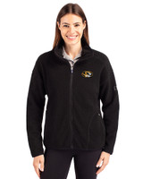 Missouri Tigers Cutter & Buck Cascade Eco Fleece Womens Full Zip Jacket Black Front