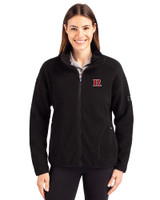 Rutgers Scarlet Knights Cutter & Buck Cascade Eco Fleece Womens Full Zip Jacket Black Front