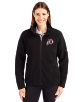 Utah Utes Cutter & Buck Cascade Eco Fleece Womens Full Zip Jacket Black Front