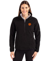 Clemson Tigers Cutter & Buck Cascade Eco Fleece Womens Pullover Jacket Black Front